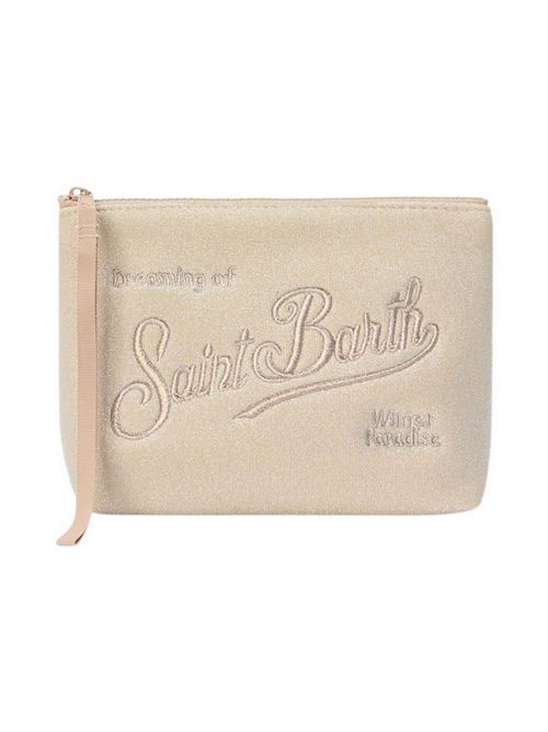 Aline women's makeup bag in neoprene and ivory lurex MC2 Saint Barth | ALINE LUREX W11 EMB